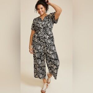 Maurices Black and Cream Jumpsuit with Wide-Leg Silhouette